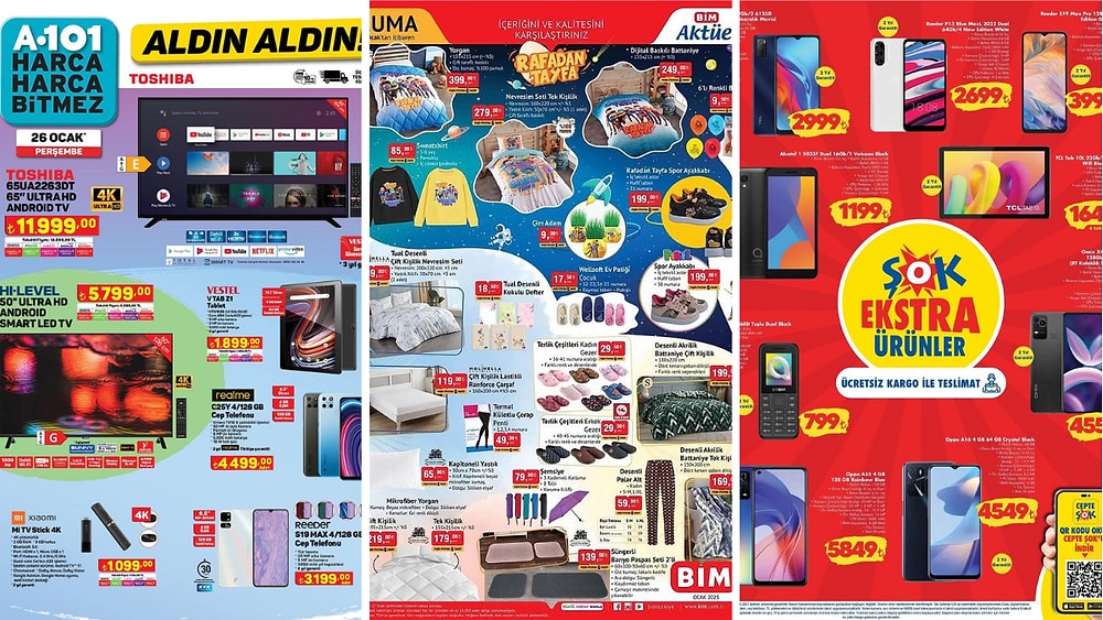 İndirim Günleri Başlıyor! 23 - 29 Ocak Haftasında A101, BİM ve ŞOK Aktüel Ürünler Listesinde Ne Var?