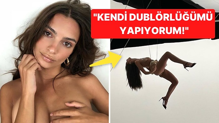 Emily Ratajkowski'nin Çıplak Bir Şekilde Havada Asılı Kaldığı Anlar Sosyal Medyada Viral Oldu!