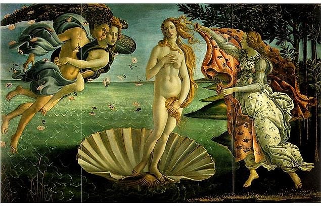 The Birth of Venus, Botticelli, 1485, Uffizi, Florance