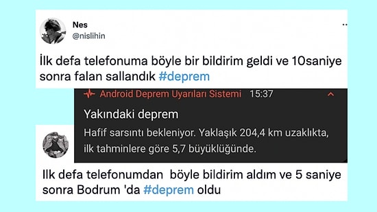 Muğla'da Gerçekleşen Depremden 10 Saniye Önce Telefonlara Bildirim Gelmesi Sosyal Medyanın Gündeminde