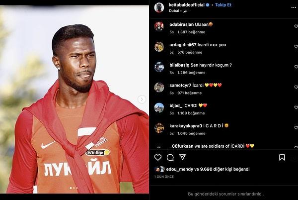 Gecenin geç saatlerinde olayı çözmeye çalışan Galatasaray taraftarlarından oluşan İÖH (Icardi Özel Harekat) devreye girdi. Keita Balde'nin Instagram gönderisine çöktü ve Senegalli futbolcu yorumları kapatmak zorunda kaldı.