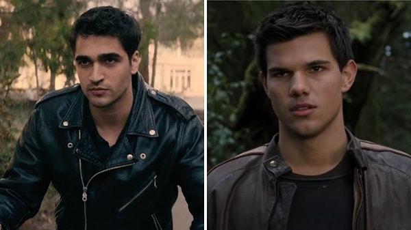 İki yapımda da olan, deri ceketli asi esmerleri de unutmamak gerek. Mert Ramazan Demir'in canlandırdığı 'Cihan' karakteri de Taylor Lautner'ın hayat verdiği 'Jacob' karakteriyle bi' hayli benzer.