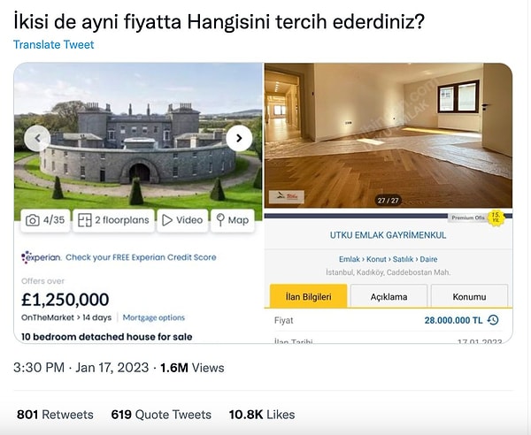 2. İddia: Kadıköy'deki bir daire fiyatı, İskoçya’daki şato fiyatına eşdeğer.