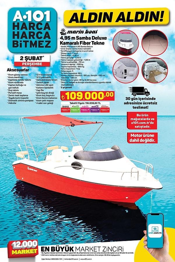 Marin Boat 4,95m Samba Deluxe Kamaralı Fiber Tekne 109.000 TL.