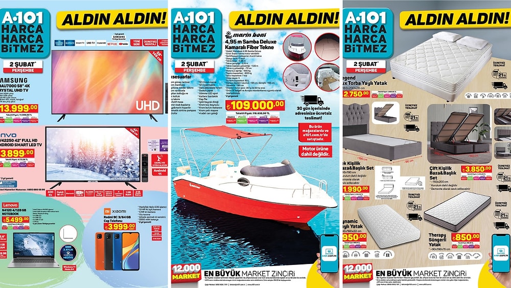 A101'e Yine Tekne Geliyor! 2 Şubat 2023 A101 Aldın Aldın Kataloğu