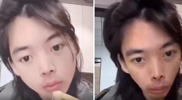 У пользователя, применявший фильтр для улучшения лица, неожиданно отключился фильтр во время прямой  TikTok.