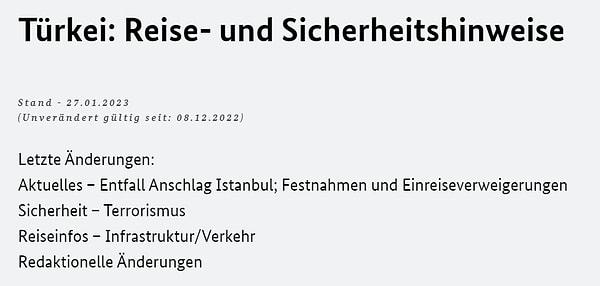 Almanya Büyükelçiliği'nin Twitter hesabından ‘Türkiye'deki Almanlar için önemli not' diye yazılarak ülkenin vatandaşları uyarıldı.