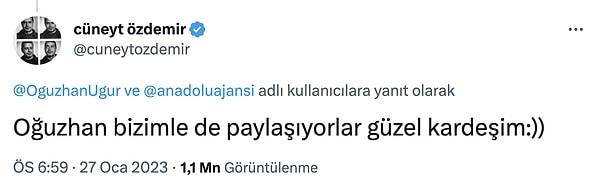 Gelgelelim 'Cüneyt Özdemir' adlı bir YouTube kanalı olan Cüneyt Özdemir'den Oğuzhan Uğur'a cevap gecikmemişti.