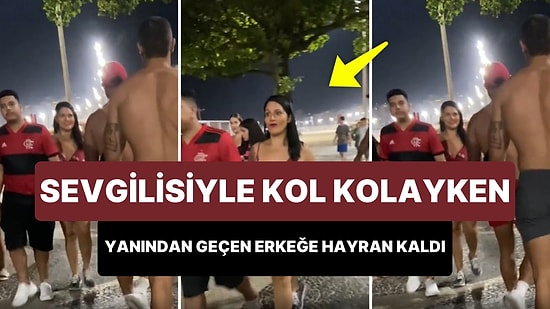 Sevgilisiyle Kol Kola Yürürken Yanından Üstü Çıplak Bir Şekilde Geçen Seksi Erkeğe Hayran Kalan Kadın