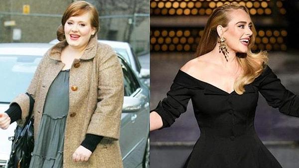 İngiliz şarkıcı ve söz yazarı Adele'i tanıdığımızda o günkü kilo durumu ile bugünkü arasında 45 kilodan fazla var. Kilo verme sürecinde toplamda 100 kilo kaybeden Adele, şimdilerde sosyal medyada sık sık fotoğraflarını paylaşıyor.