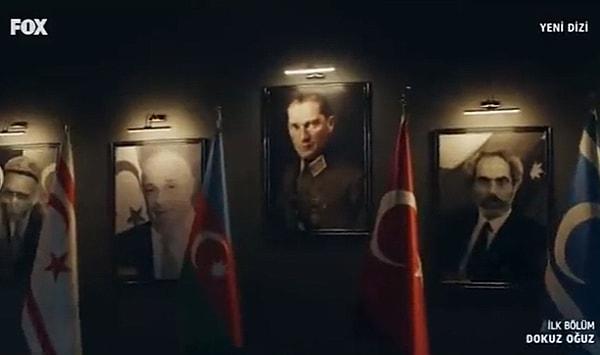 Mustafa Kemal Atatürk'ün fotoğrafı ve Türk devletlerinin bayraklarının yer aldığı sahnesi ile de sosyal medyada çok konuşulan dizinin yeni bölümü merakla bekleniyor.