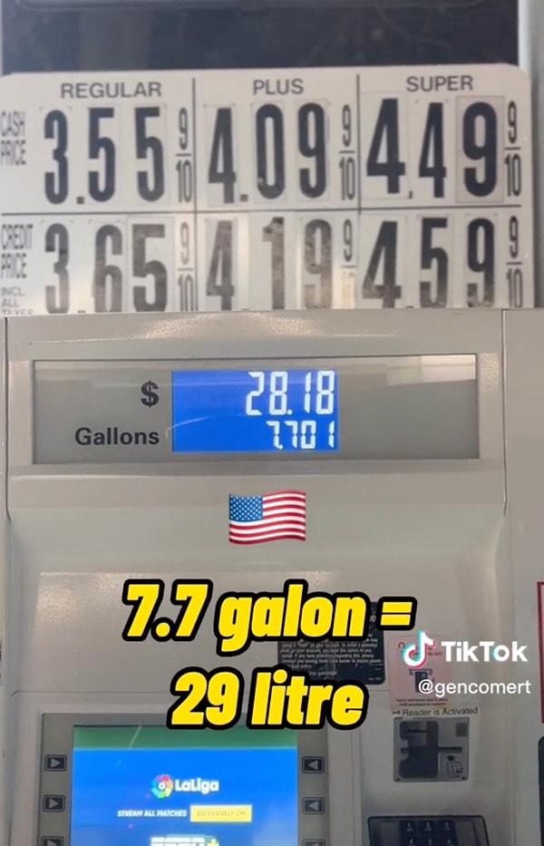 Asgari ücretli çalışan bir kişi 2. saatin sonunda 29 litre benzin alabilir.