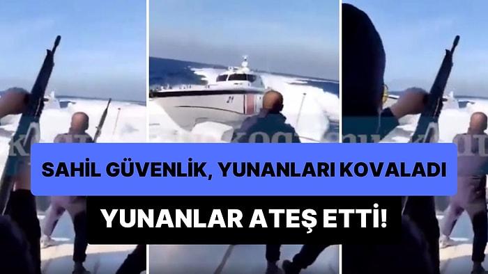 Türk Sahil Güvenlik Botunun Kendisine Ateş Açan Yunan Sahil Güvenlik Teknesini Kovaladığı Anlar