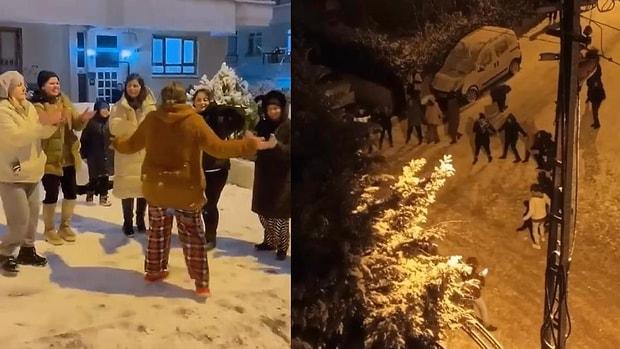 Ankara'da Kar Yağışını Halay Çekerek Kutladılar