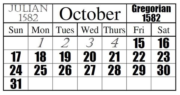 Artık yılların aralığı değiştirildi ve aradaki 10 gün kaldırıldı. Bu sebepledir ki 1582 yılında 4 Ekim ile 15 Ekim arasındaki günler yok oldu.