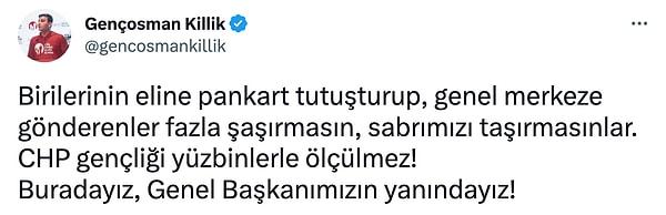 Görüntünün Twitter'a düşmesinin ardından CHP Gençlik Kolları Başkanı Killik'ten 'Sabrımızı taşırmasınlar' tepkisi geldi.