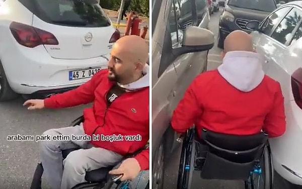 "Farkında olalım, duyarlı olalım çok zor değil" diyerek o olayı paylaşan Ramazan Kılıç, engelli park yerini işgal eden sürücü yüzünden aracına binemedi.