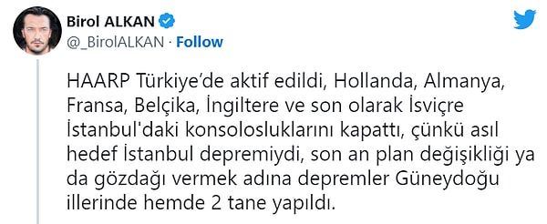 "Gözdağı vermek için" depremin yaratıldığı dahi söylendi.