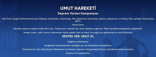 6. İzmir Büyükşehir Belediyesi resmi internet sitelerinden yardım paketleri yayınladı.