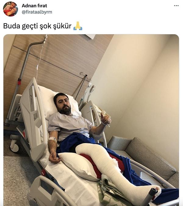 Videonun ardından Fırat, hastaneden paylaştığı fotoğrafla kurtulduğunu müjdeledi.