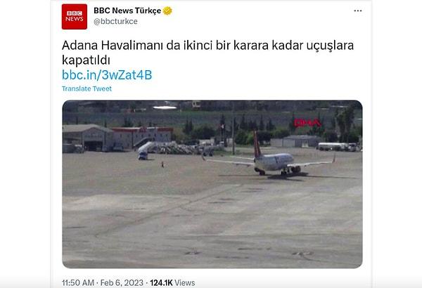 10. Adana Havalimanı'nın uçuşlara kapatıldığı iddiası: YANLIŞ