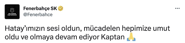 Fenerbahçe de eski kaptanını unutmadı.