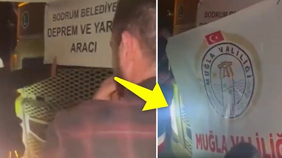 Muğla Valiliği'nin Bodrum Belediyesi'ne Ait Yardım TIR'ına Kendi Pankartını Astırdığı İddiası