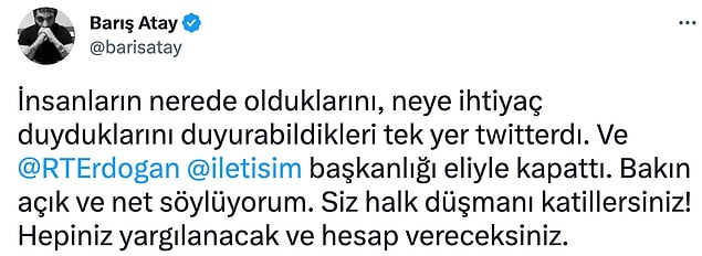 Twitter'ı Engelleyen İktidara TİP Vekili Atay'dan İsyan: 'Halk Düşmanı Katillersiniz' 4 s 8d77c9541f69f59ec73bc78343692d89b80581b4
