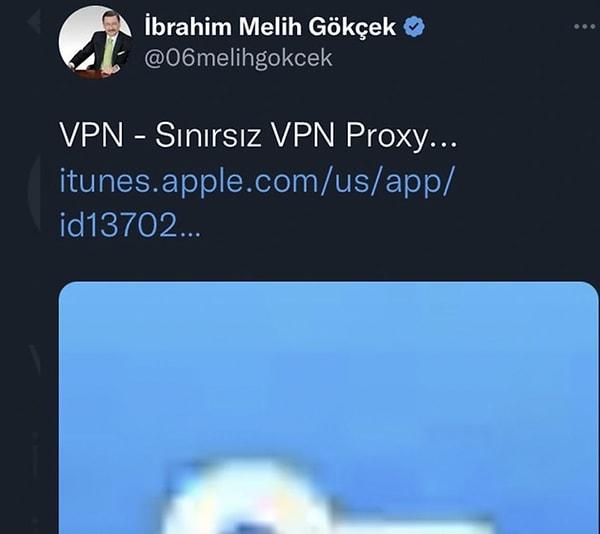 Twitter yasağından en ateşli AKP'liler bile rahatsız olacak ki Melih Gökçek VPN açtı.