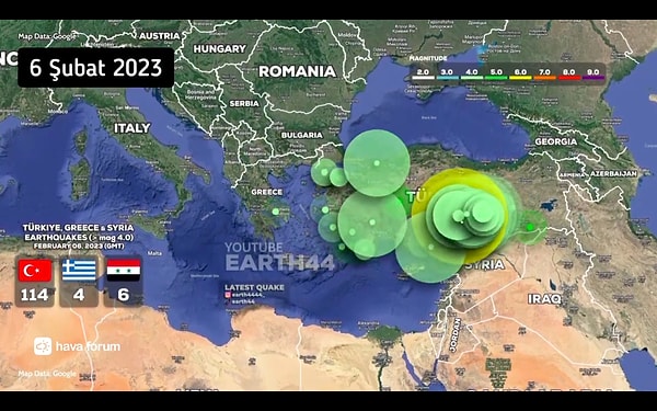 Depremin dördüncü gününde ise Hava Forum Twitter hesabı üzerinden paylaşılan 6 Şubat 2023 tarihli Google Map verileri sarsıntının boyutunu bir kez daha gözler önüne serdi