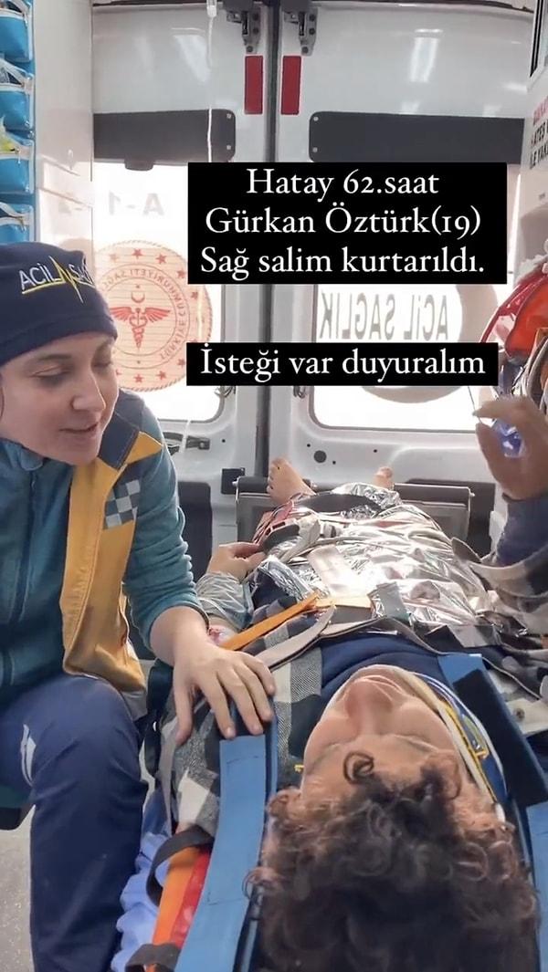 Enkazdan çıkarılan Gürkan Öztürk'e sağlık çalışanı Havva Aydanur Ertuğrul'un sorduğu soru ise gündem oldu!