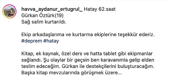 Bu görüntüleri sosyal medya hesabında paylaşan Havva Aydanur Ertuğrul'a ve Gürkan Öztürk'e destek mesajları yağmaya başladı...