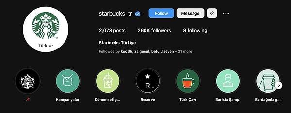Starbucks'ın yaptığı açıklama Instagram sayfalarında sabitlenenler kısmında mevcut.