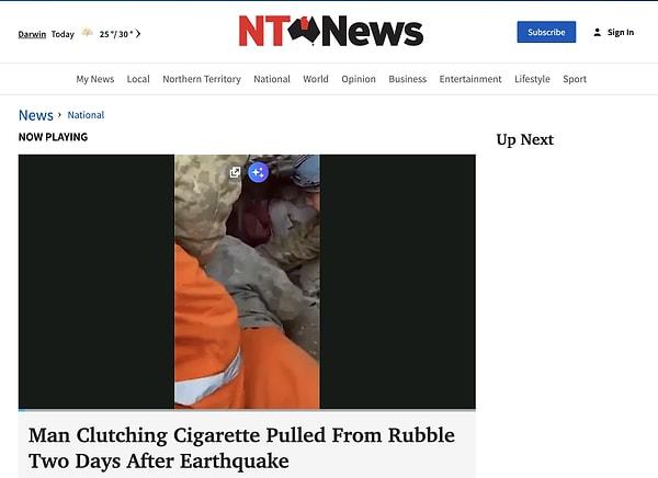 NT News - 'Depremden iki gün sonra enkazdan çıkarttığı sigarayı sımsıkı tutan adam'