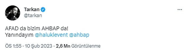 Haluk Levent de bug&uuml;nk&uuml; paylaşımında b&ouml;yle bir durumda ayrı gayrı olmadığının g&ouml;sterilmesini istedi. Başta iki g&ouml;z&uuml;m&uuml;z&uuml;n &ccedil;i&ccedil;eği Tarkan olmak &uuml;zere &uuml;nl&uuml;lerden destek yağdı.