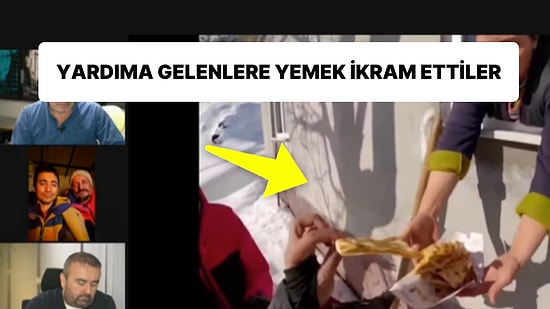 Kendilerine Yardıma Gelen Ekibe Yemek İkram Eden Depremzedeler