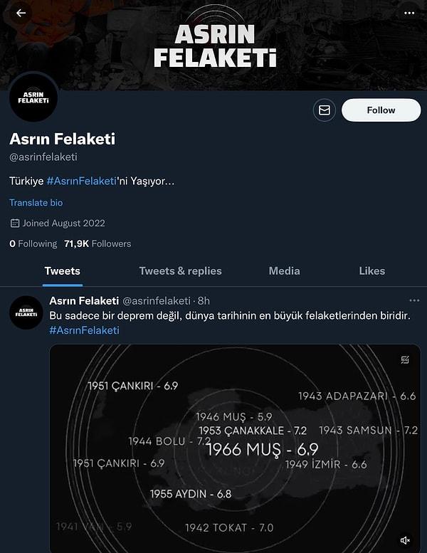 Twitter çok aktif kullanıldığı için "@asrinfelaketi" adlı çok takipçili bir hesap da dikkat çekti haliyle.