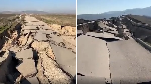 O yolun durumu deprem felaketinin boyutunu bir kez daha gözler önüne seriyor.