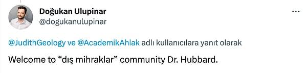 Bir kullanıcının öngörülü yorumu ise çok beğenildi: "Dış mihraklar topluluğuna hoş geldiniz Dr. Hubbard."