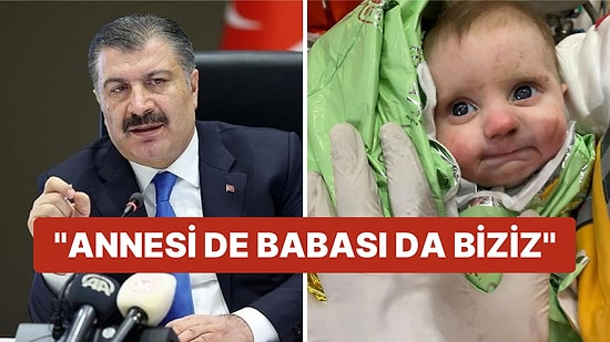 Bakan Fahrettin Koca Enkazdan Çıkartılan 2 Aylık Bebeğin Sağlık Durumunu Açıkladı