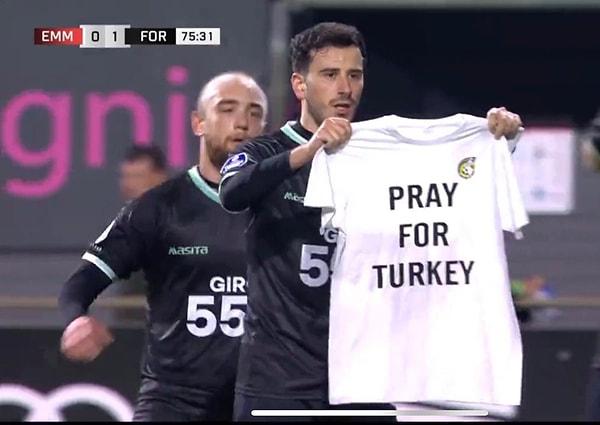 Oğuzhan Özyakup attığı gol sonrasında yaşanan depremler nedeniyle zor günler geçiren ülkemize mesaj gönderdi.