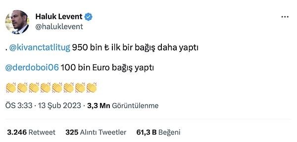Ünlü Rap sanatçısı gelen tepkilerin ardından Haluk Levent'in kurmuş olduğu AHBAP'a 100.000 Euro bağışta bulundu. Bu da 2.000.000 TL’ye denk düşüyor.