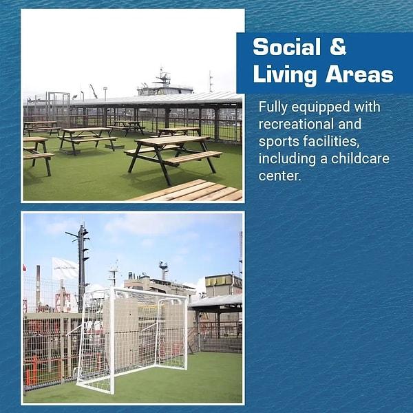 Sosyal alanları da mevcut. Depremzedeler için spor alanları tasarlanmış.
