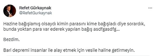 Türkiye'nin önemli makro iktisatçılarından Prof. Dr. Refet Gürkaynak da duruma random bir açıklama getirdi.