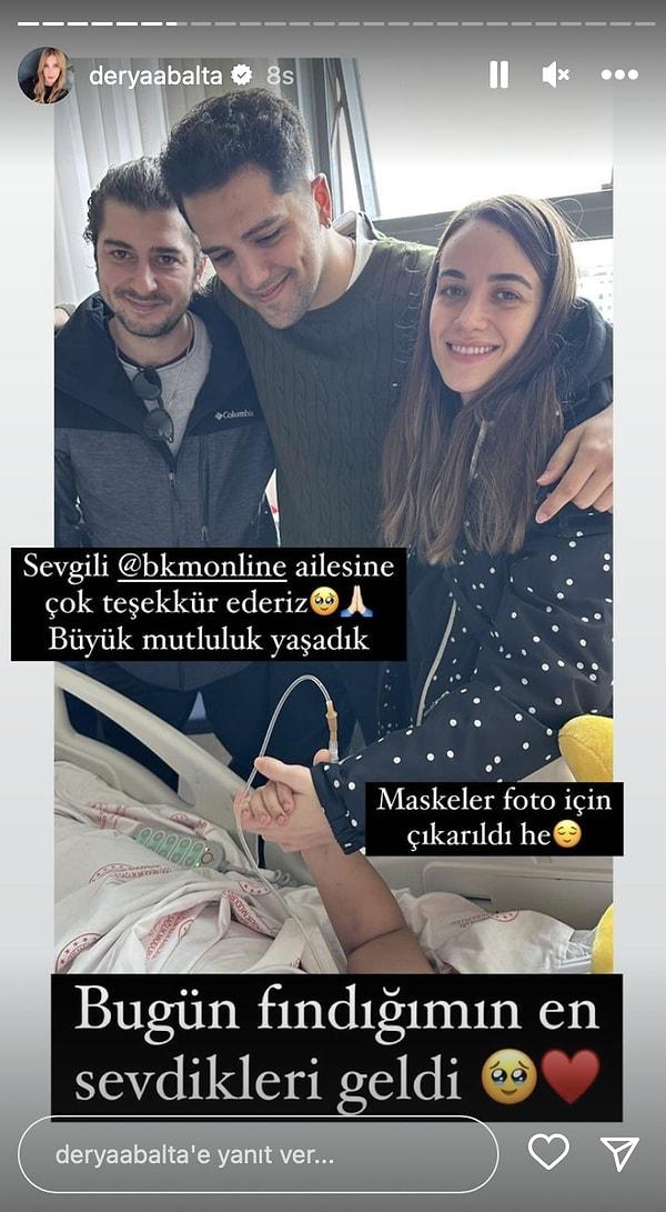 Minik kızı mutlu etmek için elinden geleni yapan Derya Balta yaptığı paylaşımla BKM oyuncularından Ayşegül Yılmaz, Emre Arslan ve Emin Oğuz Çelebi'nin Hilal'i ziyaret ettiği anları ölümsüzleştirdi.