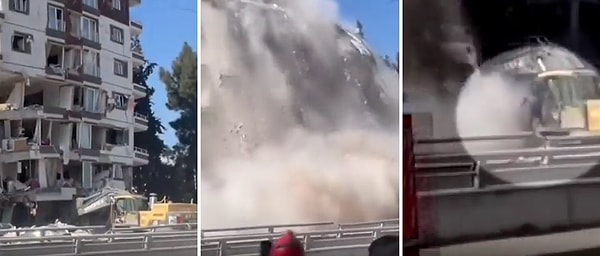 Binayı kontrollü bir şekilde yıkmaya çalışan kepçe operatörü ise bina çökerken kendini son saniyede kepçeden dışarı attı.