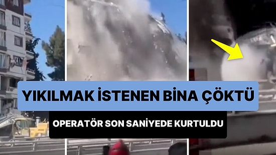 Hatay'da Ağır Hasarlı Binanın Yıkımı Çalışmasında Bina Çöktü: Operatör Son Saniyede Kendini Dışarı Attı