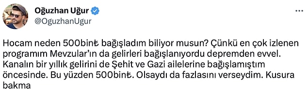Oğuzhan Uğur'un paylaşımı ise sosyal medyada gündem oldu tabii.