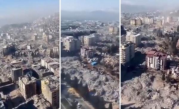 Depremlerim merkez üssü Kahramanmaraş ise havadan görüntülendi. O görüntüler depremin yıkımını gözler önüne seriyor.