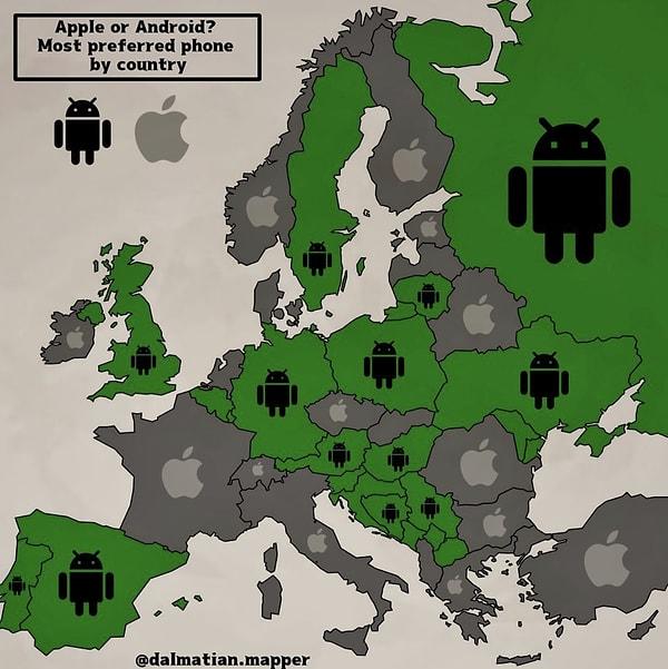 6. "Ülkelerin en çok tercih ettiği telefonlar"